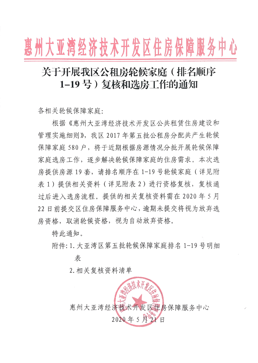 關(guān)于開展我區(qū)公租房輪候家庭（排名順序1-19號）復(fù)核和選房工作的通知.png